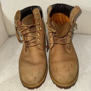 Timberland Men`s 6" Premium Waterproof Wheat Leather Boots Size 9.5 M 10061